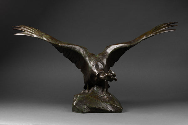 Josué DUPON (1864-1935) - Flying condor - Patinated bronze - Verbeyst cast. Bruxelles, circa 1920.