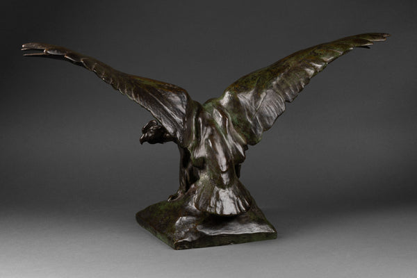 Josué DUPON (1864-1935) - Flying condor - Patinated bronze - Verbeyst cast. Bruxelles, circa 1920.