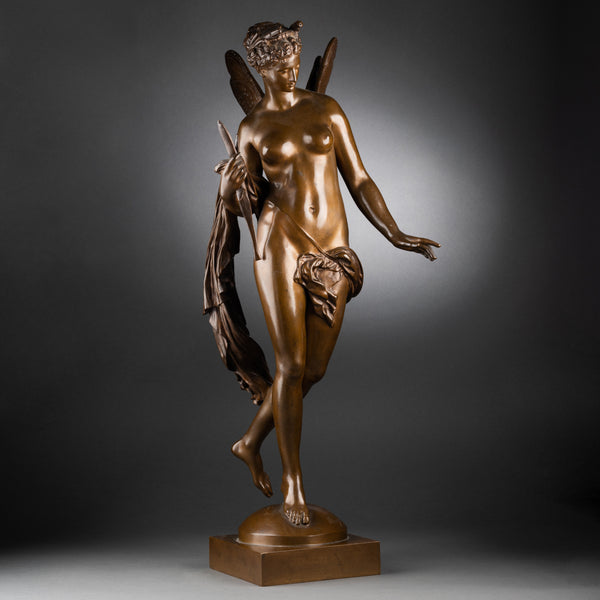 Mathurin MOREAU (1822-1912) 'River nymph' Patinated bronze, Colin cast, late 19th century