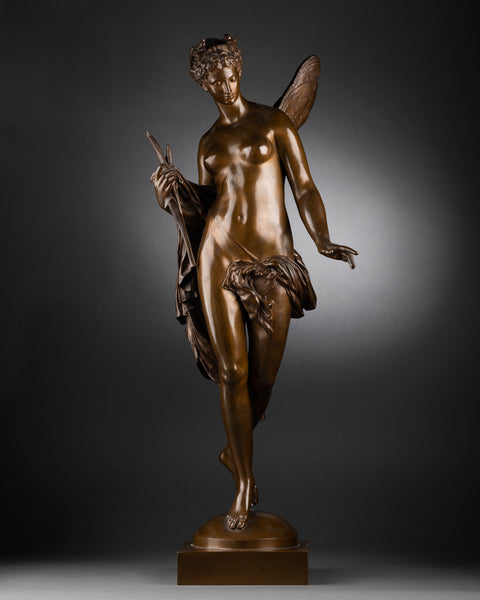 Mathurin MOREAU (1822-1912) 'River nymph' Patinated bronze, Colin cast, late 19th century