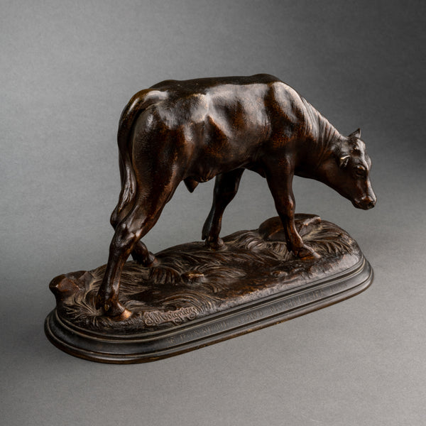Jules MOIGNIEZ (1835-1894) Jeune veau - Rare bronze - Fonte d'édition fin XIXème