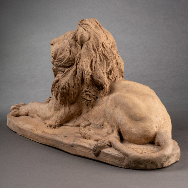 Ytiga NUMATA (1873-1954) Reclining lion - Exceptional original terracotta dated 1906