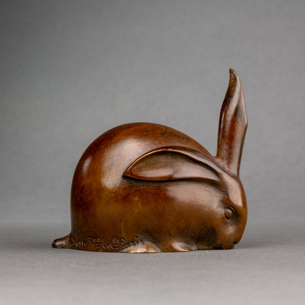 Edouard-Marcel SANDOZ (1881-1971) "Jewel" rabbit - Patinated bronze. Old edition font from Susse Frères