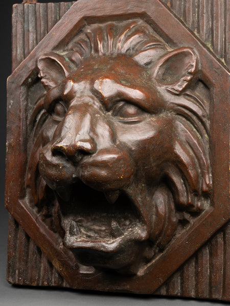 Macaron Tête de lion en bronze. Fin XIXème siècle
