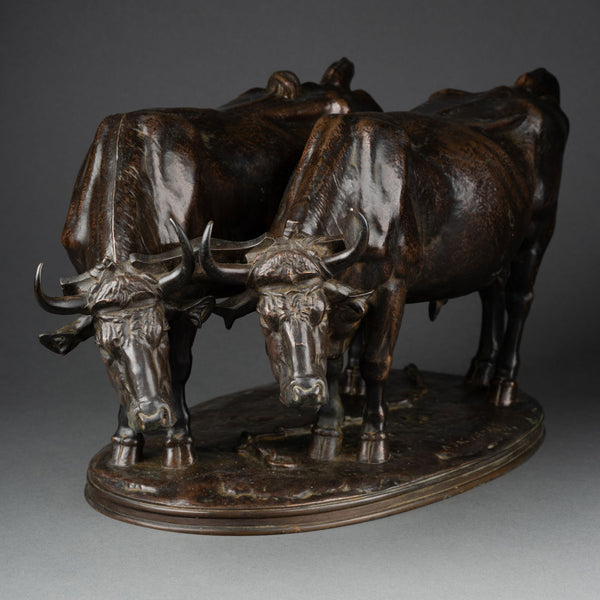 Alfred JACQUEMART (1824-1896) 'Yoke of oxen' Bronze 19th century, cast F. Barbedienne