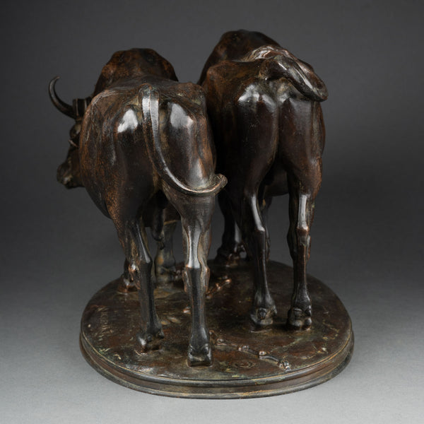 Alfred JACQUEMART (1824-1896) 'Attelage de boeufs' Bronze XIXème, fonte F. Barbedienne