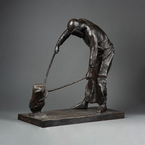 Auguste CORNU (1876-1949) 'Cingleur at work' Patinated bronze, Fonte Siot circa 1900.