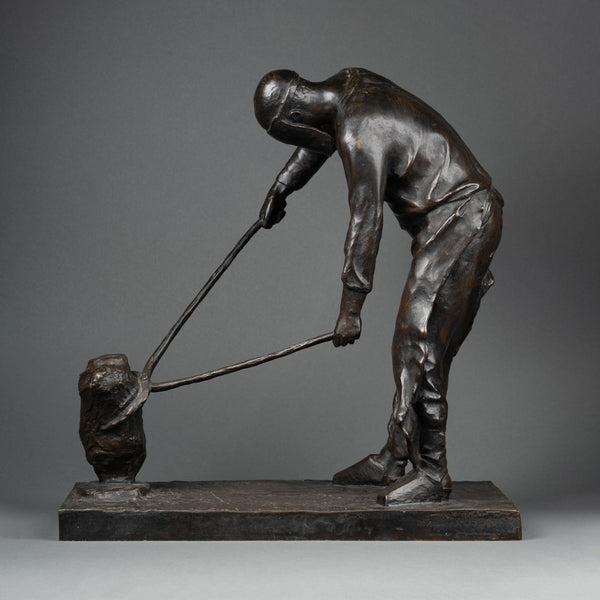 Auguste CORNU (1876-1949) 'Cingleur au travail' Bronze patiné, Fonte Siot vers 1900.