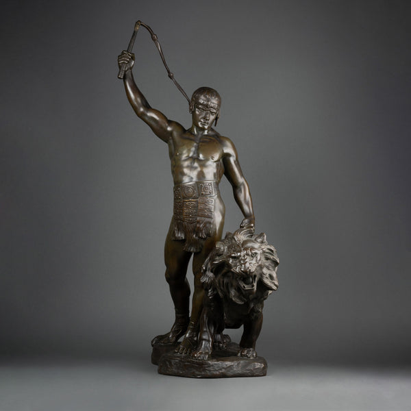 Jean VERSCHNEIDER (1872-1943)  Le dompteur. Grand bronze fin XIXème