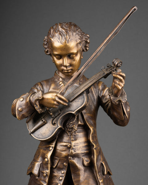 Léon GREGOIRE (19th/20th century) Mozart Young, bronze early 20th century.