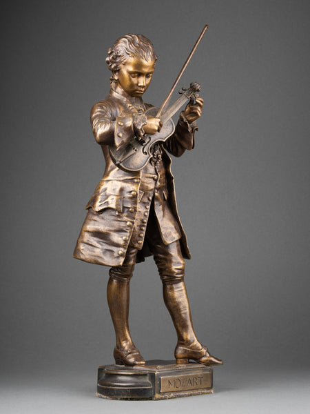 Léon GREGOIRE (19th/20th century) Mozart Young, bronze early 20th century.