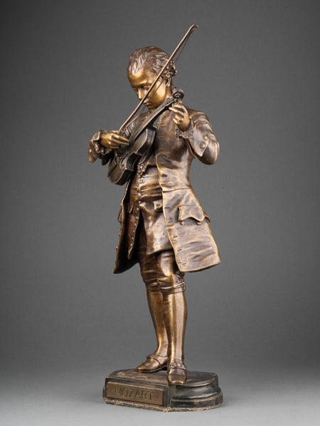 Léon GREGOIRE (XIX/XXème) Mozart Jeune, bronze début XXème.