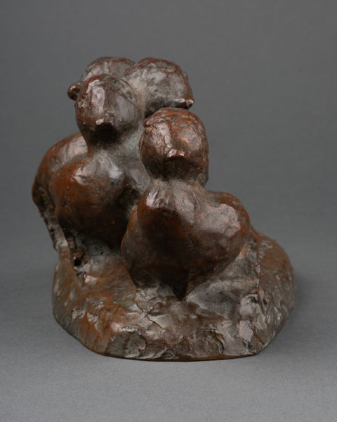 Ulf TIKKANEN (1920-1968, Finland) Family of baby birds, Art Deco bronze