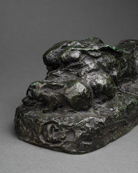 Pierre Robert CHRISTOPHE (1880-1971) 'Family of rabbits', patinated bronze. Art Deco period?