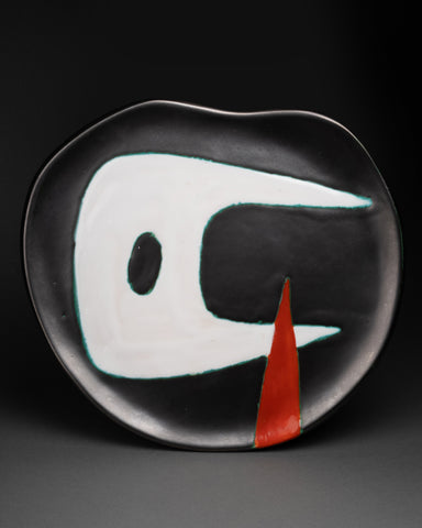 Denise et Peter ORLANDO - Grand plat en céramique à motifs abstraits, vers 1952-55