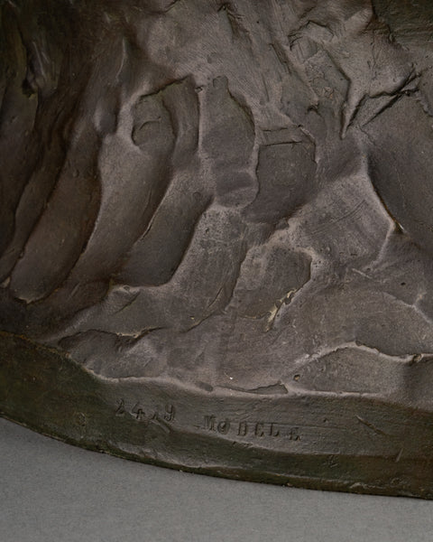 Gaston HAUCHECORNE (1880-1945) 'Deux femmes asiatique à l'éventail discutant', Rare Epreuve en bronze patiné, période Art Déco. (Copie)