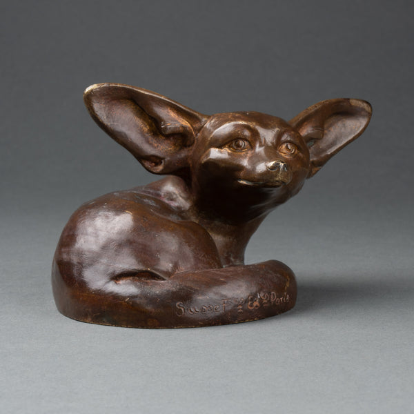 Edouad Marcel SANDOZ (1881-1971) Fennec couché, tête levée (Taille 1) Bronze patiné, Fonte Susse Frères, vers 1925