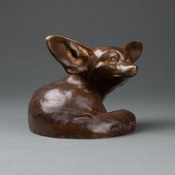 Edouad Marcel SANDOZ (1881-1971) Fennec couché, tête levée (Taille 1) Bronze patiné, Fonte Susse Frères, vers 1925