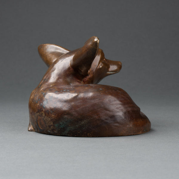 Edouad Marcel SANDOZ (1881-1971) Fennec couché, tête levée (Taille 1) Bronze patiné, Fonte Susse Frères, vers 1925