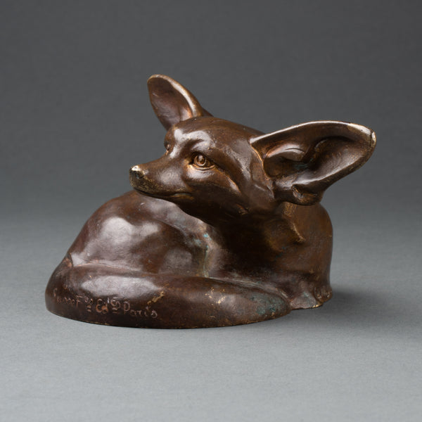 Edouad Marcel SANDOZ (1881-1971) Fennec couché, tête levée (Taille 1) Bronze patiné, Fonte Susse Frères, vers 1925