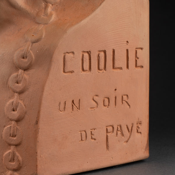 Jean MICH (1871-1932) "Coolie, one evening of pay" Terracotta, Edition Susse Frères, Art Deco period