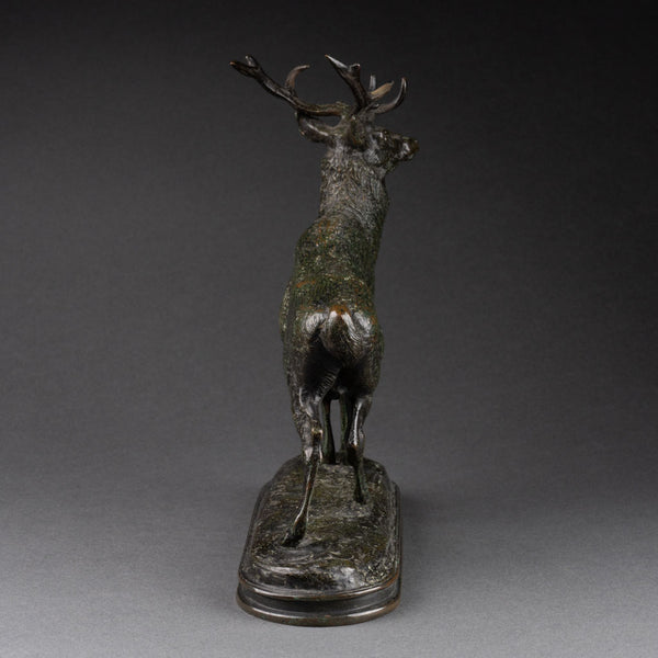 Antoine-Louis BARYE (1796-1875) 'Listening Deer' Barbedienne font, gold seal