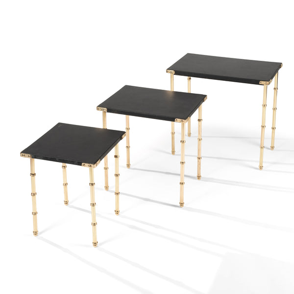 Jacques ADNET (1900-1984) Complete set of 3 nesting tables. Circa 1950