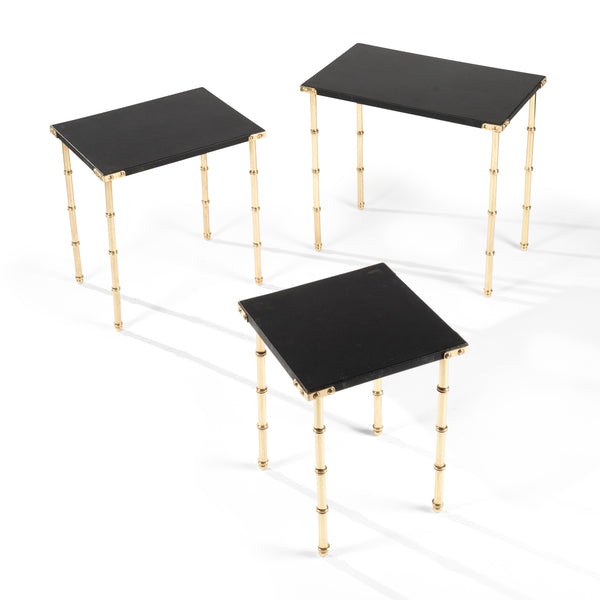 Jacques ADNET (1900-1984) Complete set of 3 nesting tables. Circa 1950