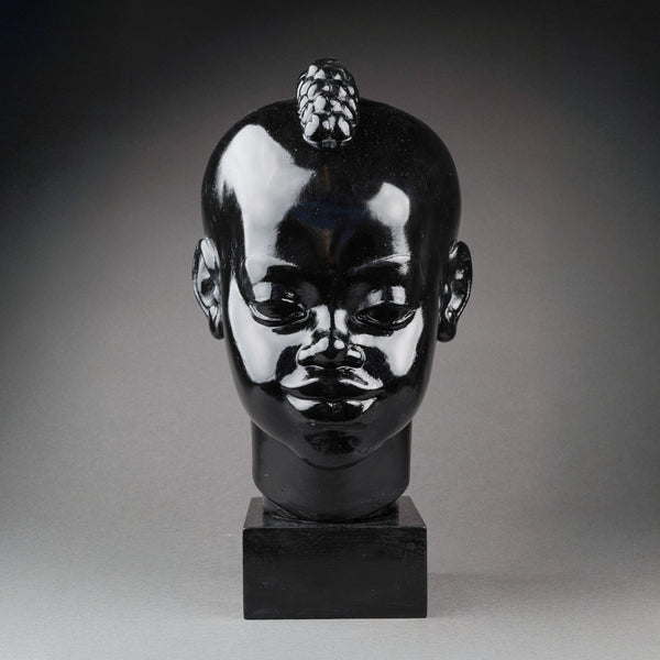 Ricardo SCARPA (1905-1999) Head of a young African, Patinated plaster with black varnish, Art Deco period.