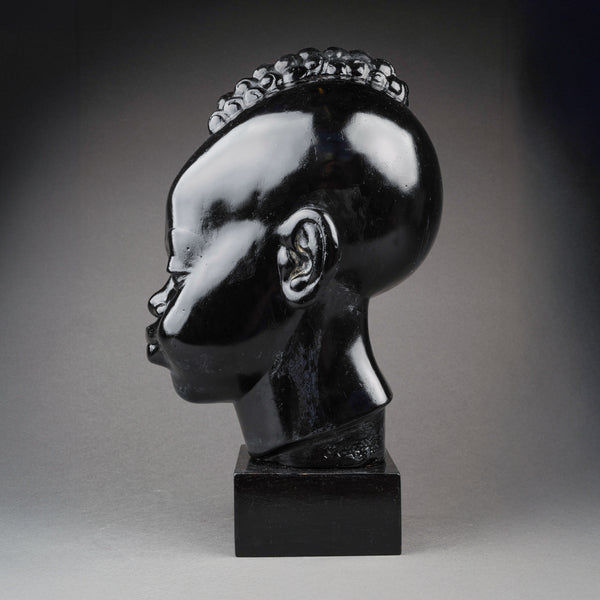 Ricardo SCARPA (1905-1999) Head of a young African, Patinated plaster with black varnish, Art Deco period.