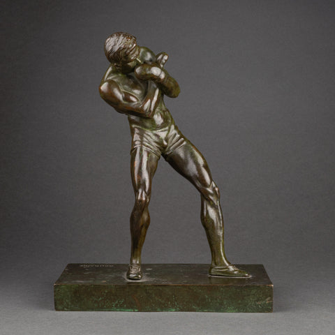 Marcel BOURAINE (1886-1948) 'Boxer in guard' bronze Art Deco.