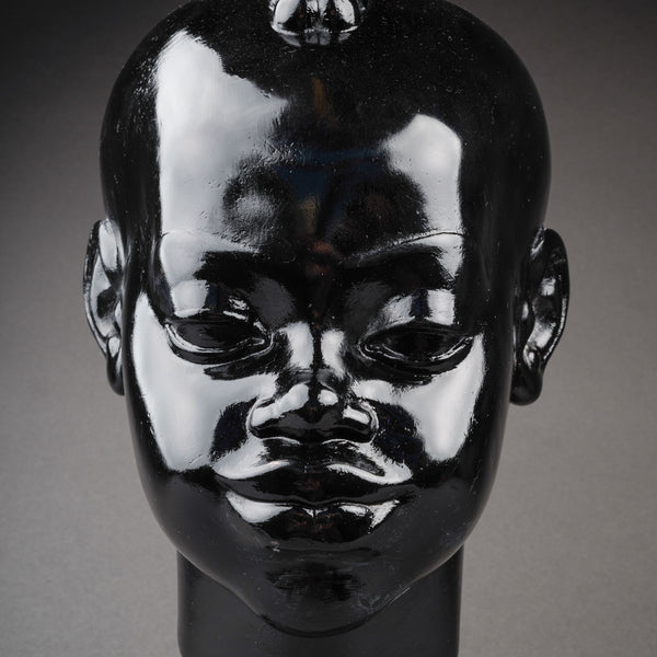 Ricardo SCARPA (1905-1999) Head of a young African, Patinated plaster with black varnish, Art Deco period.