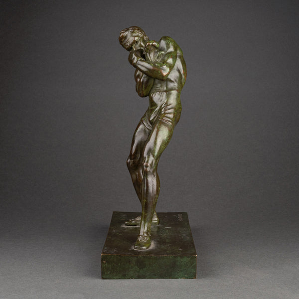 Marcel BOURAINE (1886-1948) 'Boxeur en garde' bronze Art Déco.