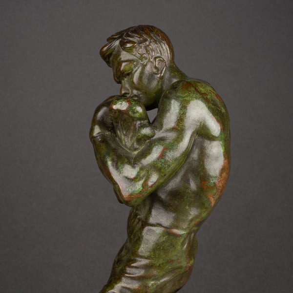 Marcel BOURAINE (1886-1948) 'Boxeur en garde' bronze Art Déco.