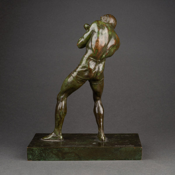 Marcel BOURAINE (1886-1948) 'Boxeur en garde' bronze Art Déco.