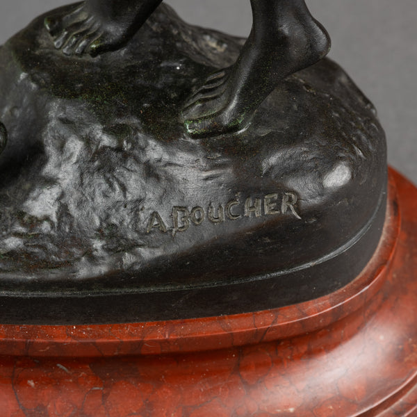 Alfred BOUCHER (1850-1934) 'Au But' Bronze patiné, fonte Siot Paris vers 1900