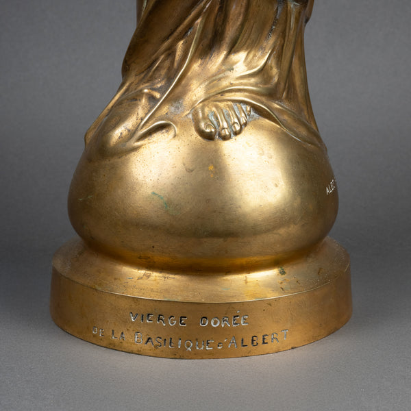 Albert ROZE (1861-1952) "La Vierge d'Albert" Bronze doré, Fonte F. Barbedienne, période Art Déco.