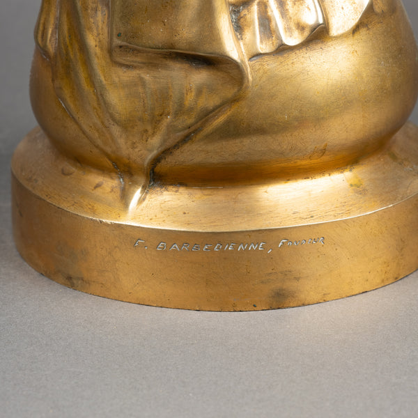 Albert ROZE (1861-1952) "La Vierge d'Albert" Bronze doré, Fonte F. Barbedienne, période Art Déco.