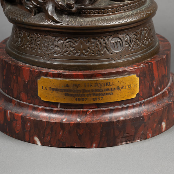 Antonin MERCIE (1845-1916) - David vainqueur de Goliath Bronze fin XIXème, fonte F. Barbedienne.