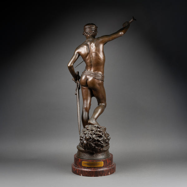 Antonin MERCIE (1845-1916) - David vainqueur de Goliath Bronze fin XIXème, fonte F. Barbedienne.