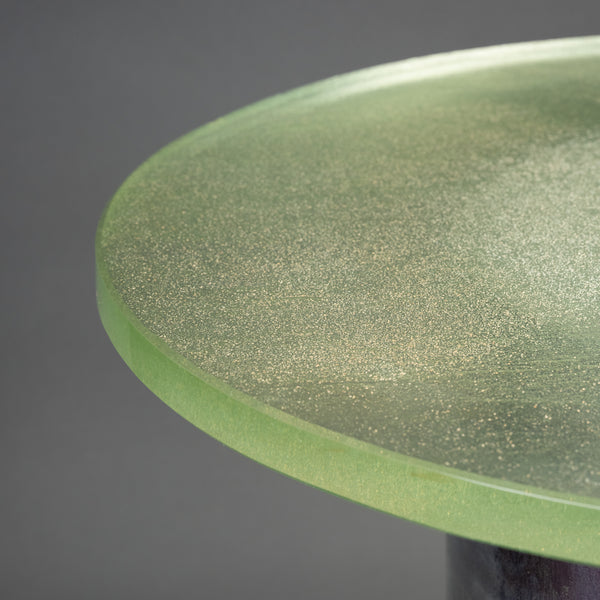 Table basse lumineuse en métal et verre (dalle Saint Gobain)