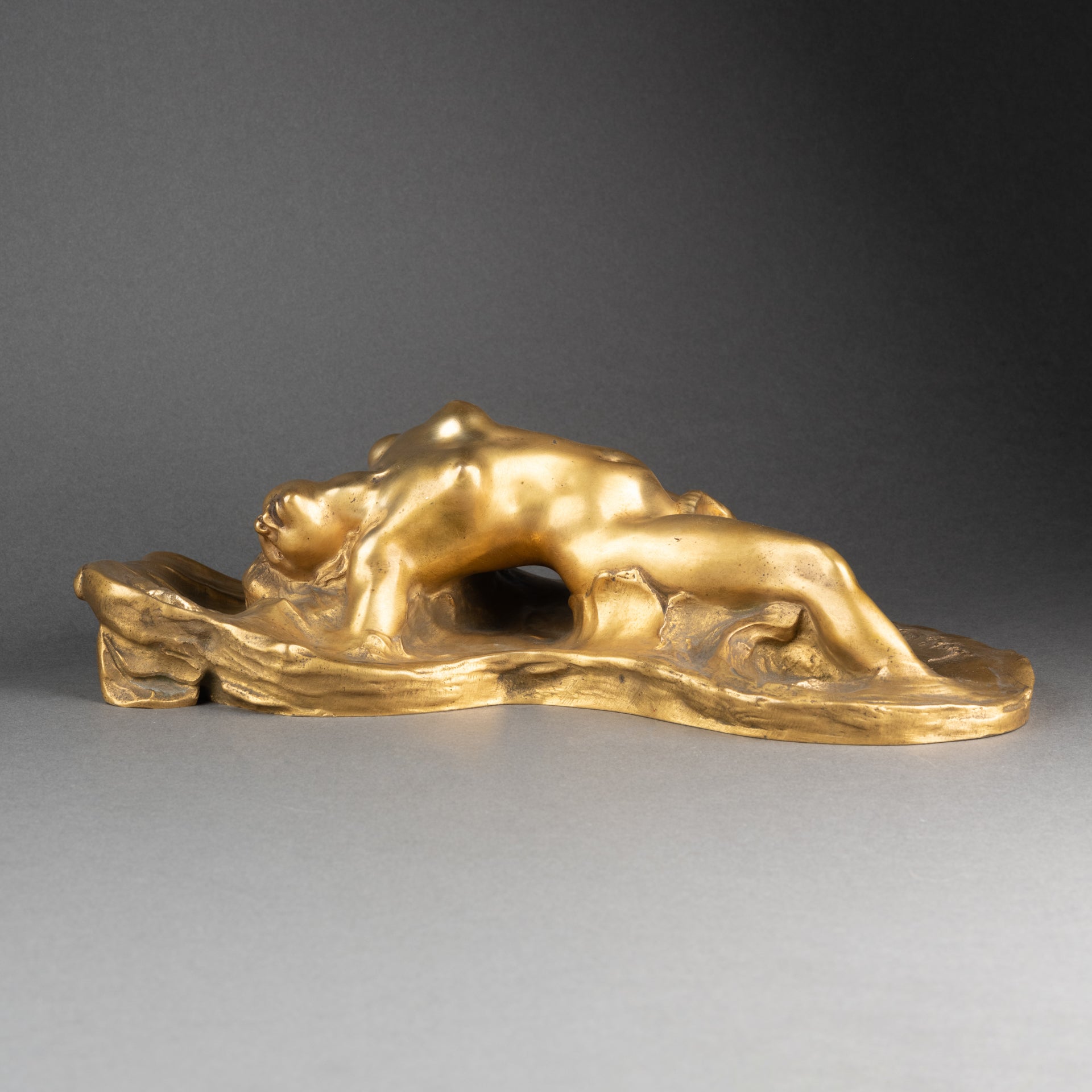 Joseph CHERET (1836-1894) Naïade - Bronze doré Art Nouveau, vers 1890.