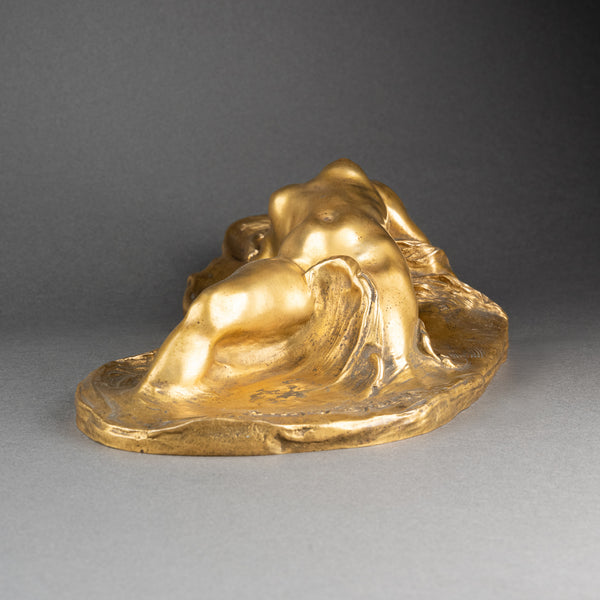 Joseph CHERET (1836-1894) Naïade - Bronze doré Art Nouveau, vers 1890.