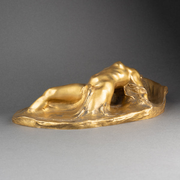 Joseph CHERET (1836-1894) Naïade - Bronze doré Art Nouveau, vers 1890.