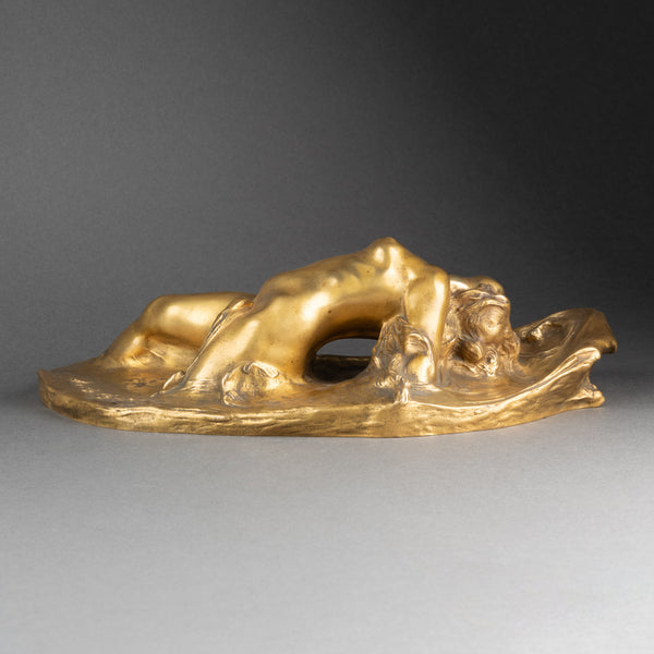 Joseph CHERET (1836-1894) Naïade - Bronze doré Art Nouveau, vers 1890.