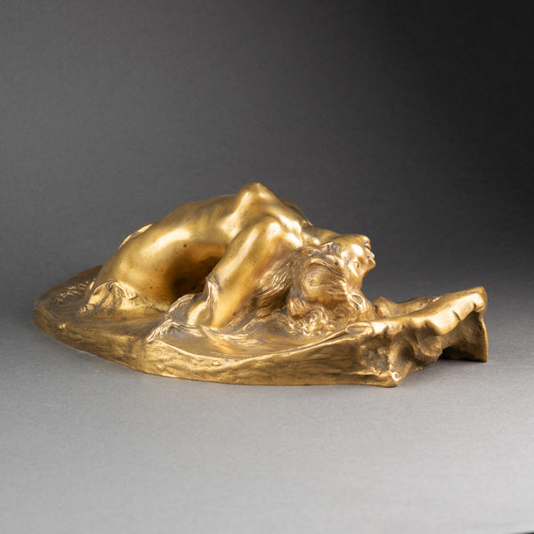 Joseph CHERET (1836-1894) Naïade - Bronze doré Art Nouveau, vers 1890.