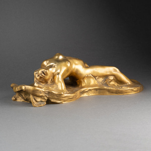Joseph CHERET (1836-1894) Naïade - Bronze doré Art Nouveau, vers 1890.