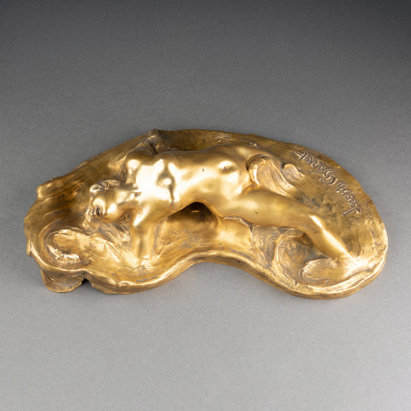 Joseph CHERET (1836-1894) Naïade - Bronze doré Art Nouveau, vers 1890.