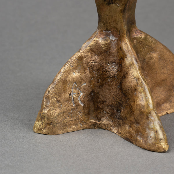 Franck EVENNOU (1958) Bougeoir Bronze patiné, vers 1980.