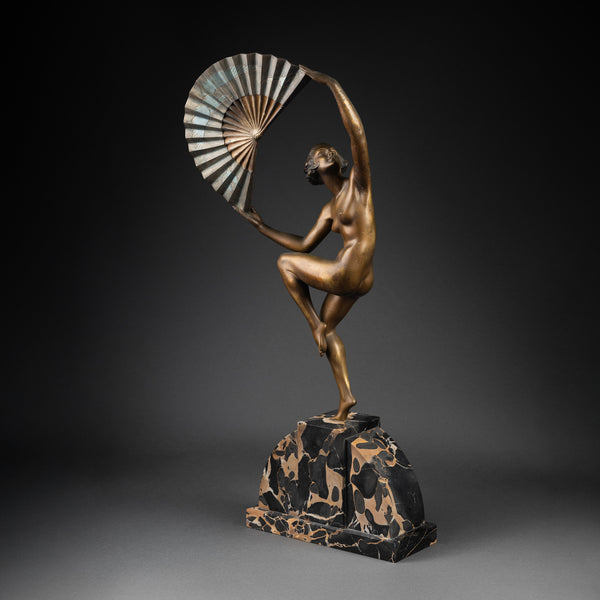 Marcel BOURRAINE Danseuse à l'éventail. Bronze Art Déco